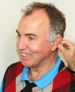 Man Wearing Hearing Aids to Treat Tinnitus